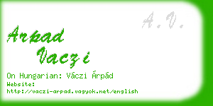 arpad vaczi business card