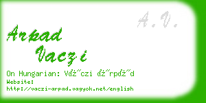 arpad vaczi business card